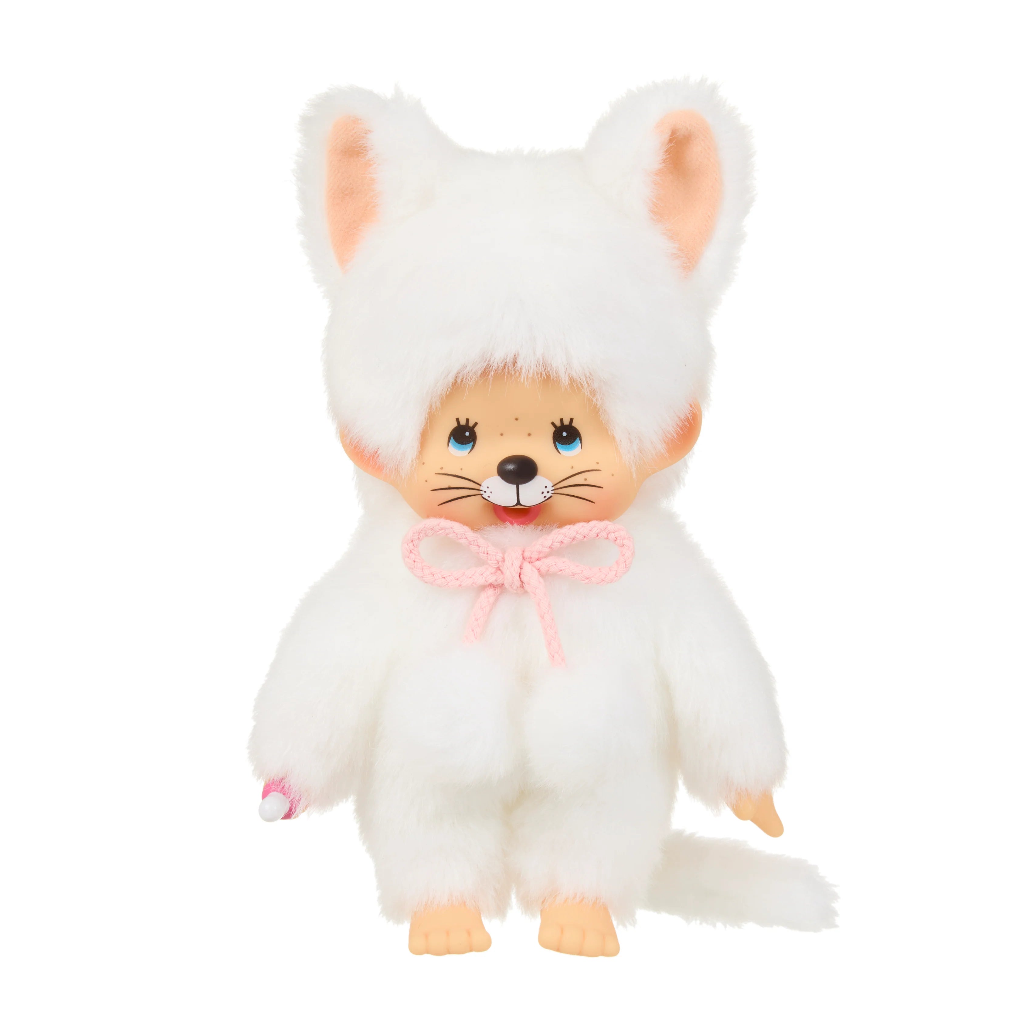 Monchhichi White Cat Girl Plush — Authentic Sekiguchi 7