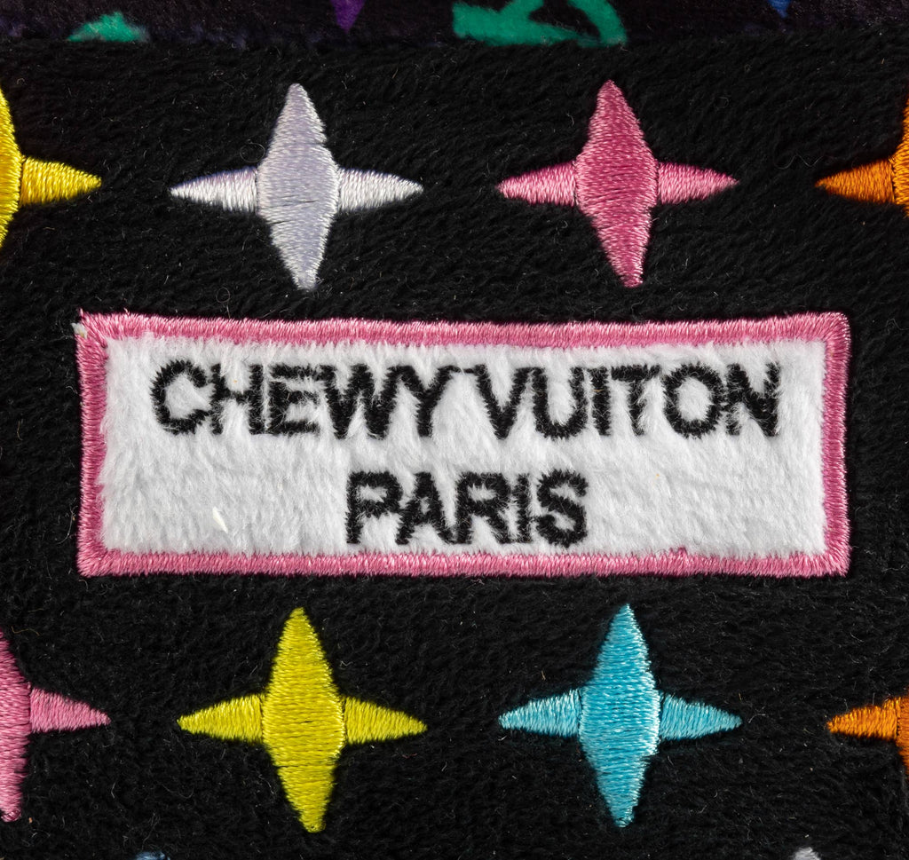 Black Chewy Vuiton Monogram Designer Handbag Squeaker Dog Toy