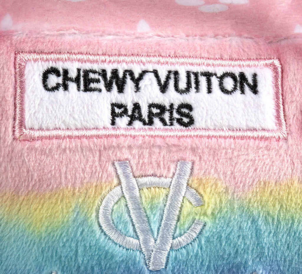 Pink Chewy Vuiton Designer Handbag Squeaker Dog Toy