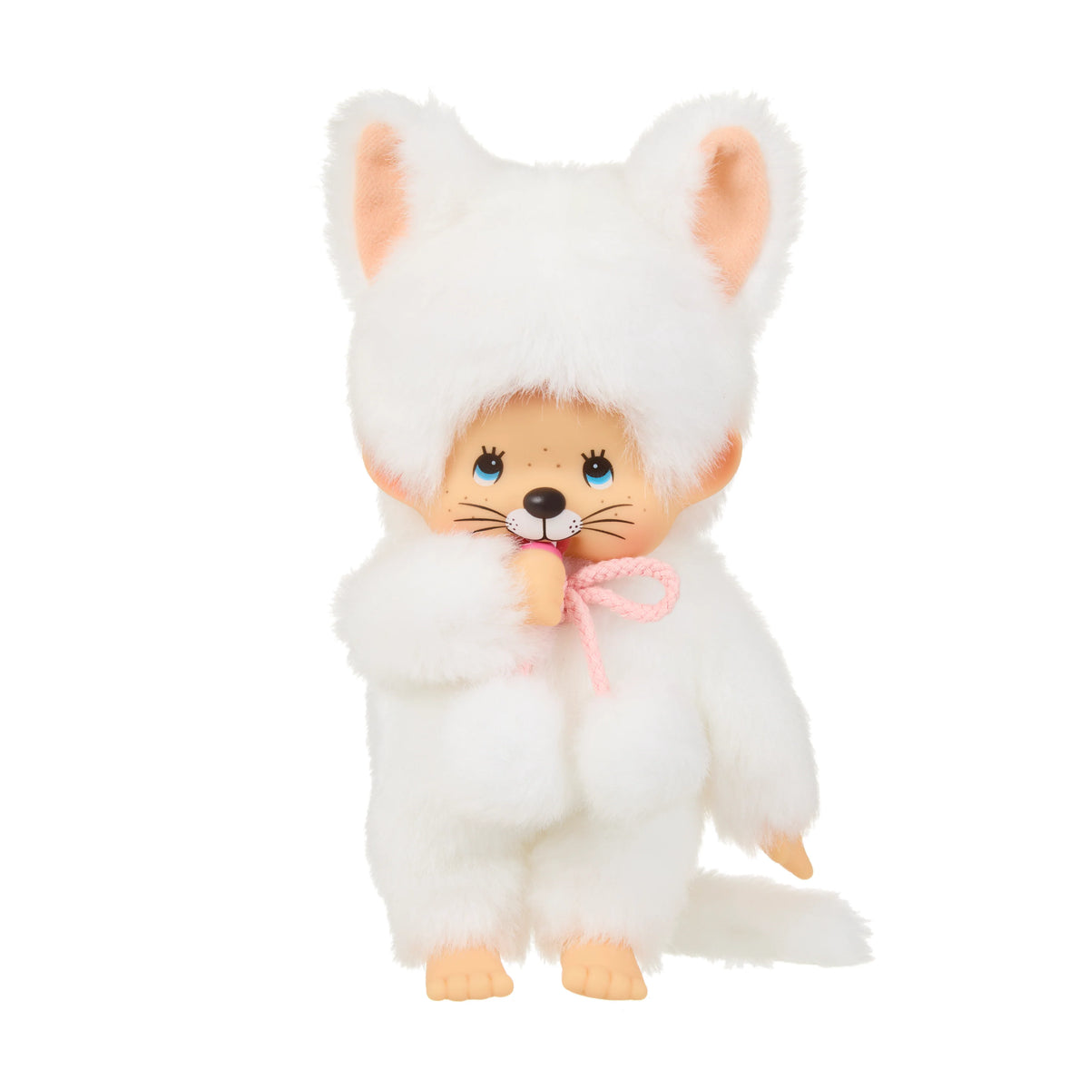 Monchhichi White Cat Girl Plush — Authentic Sekiguchi 7 Monchhichi White Cat Girl Plush — Authentic Sekiguchi 7