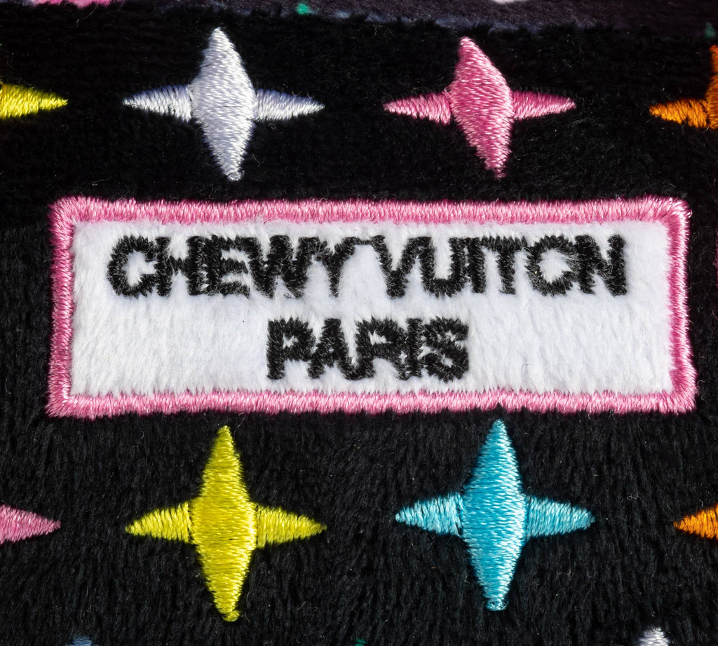 Black Chewy Vuiton Monogram Designer Handbag Squeaker Dog Toy