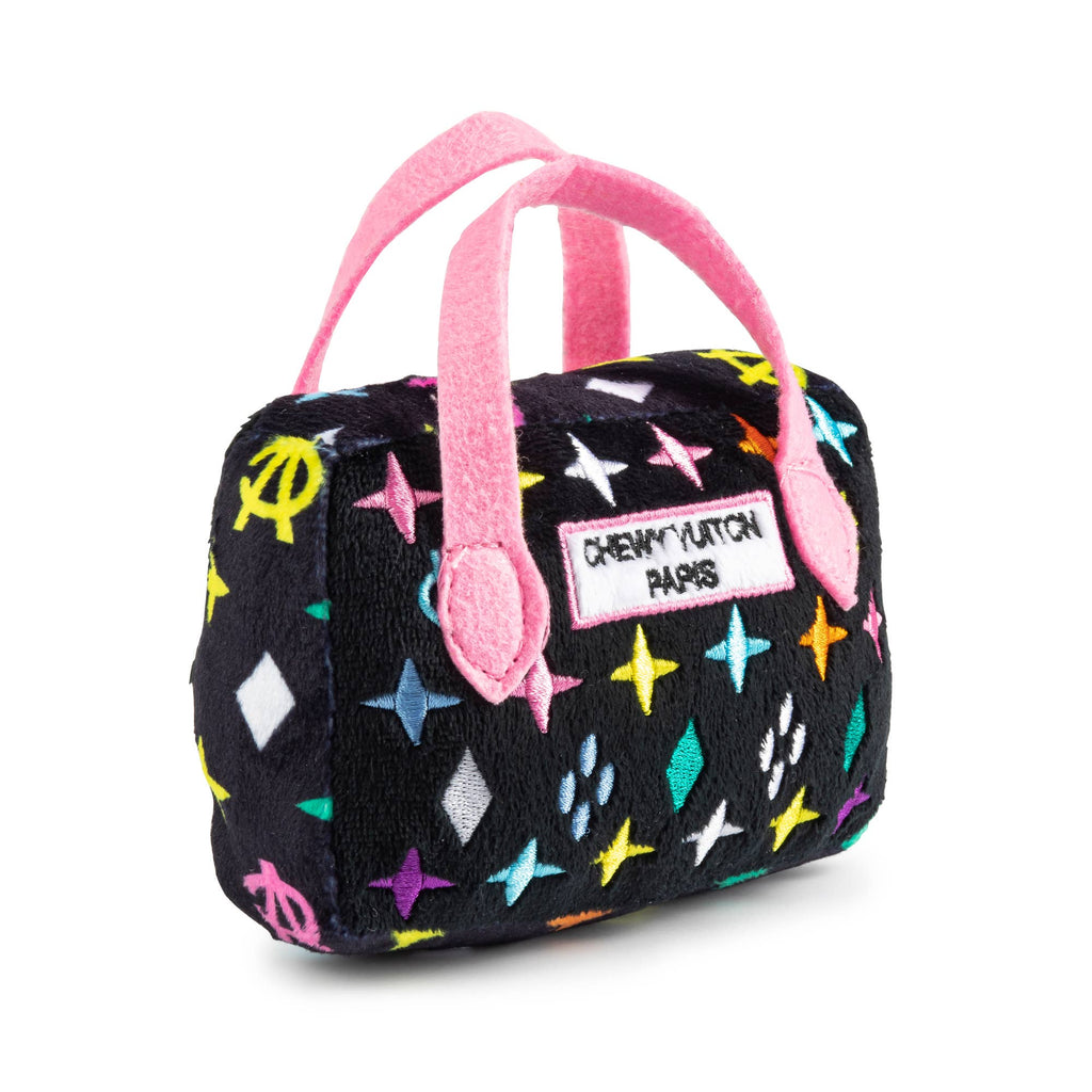 Black Chewy Vuiton Monogram Designer Handbag Squeaker Dog Toy