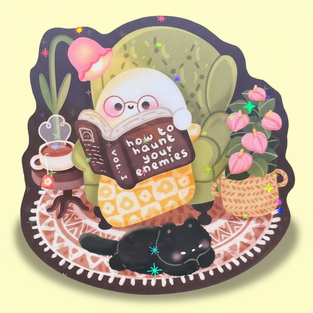 Sticker Cozy Bookish Ghost