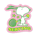 Snoopy Sticker Serving Tennis