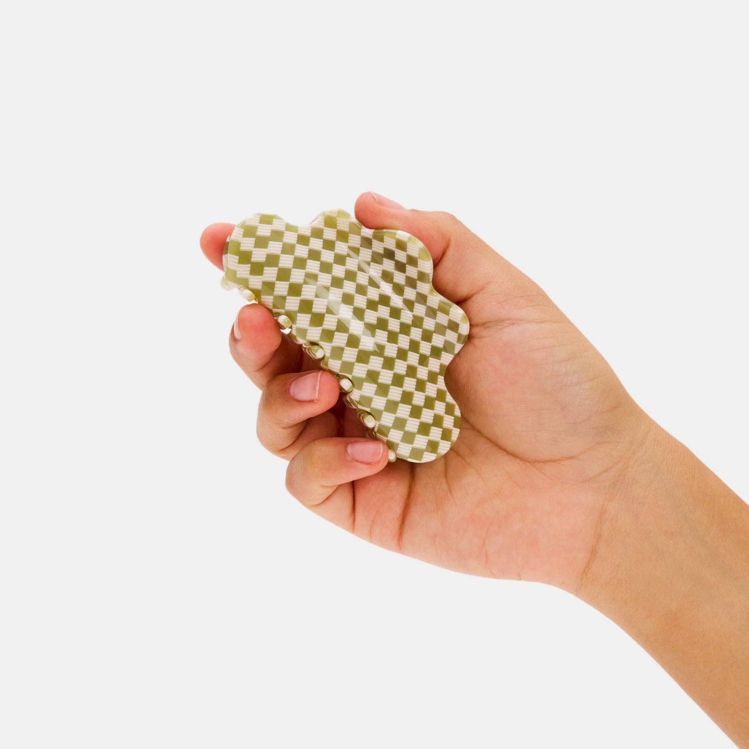 Chunks Hair Claw in Olive Check