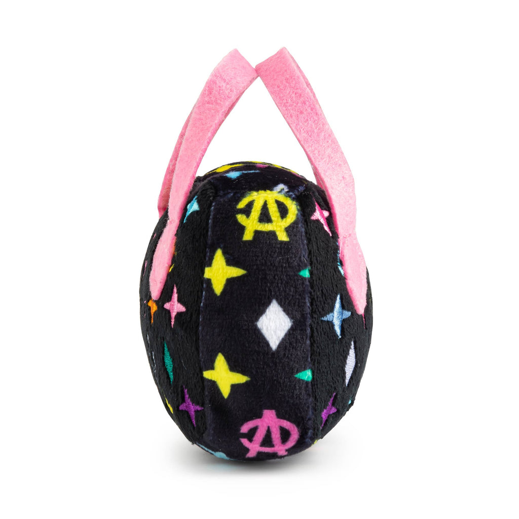 Black Chewy Vuiton Monogram Designer Handbag Squeaker Dog Toy