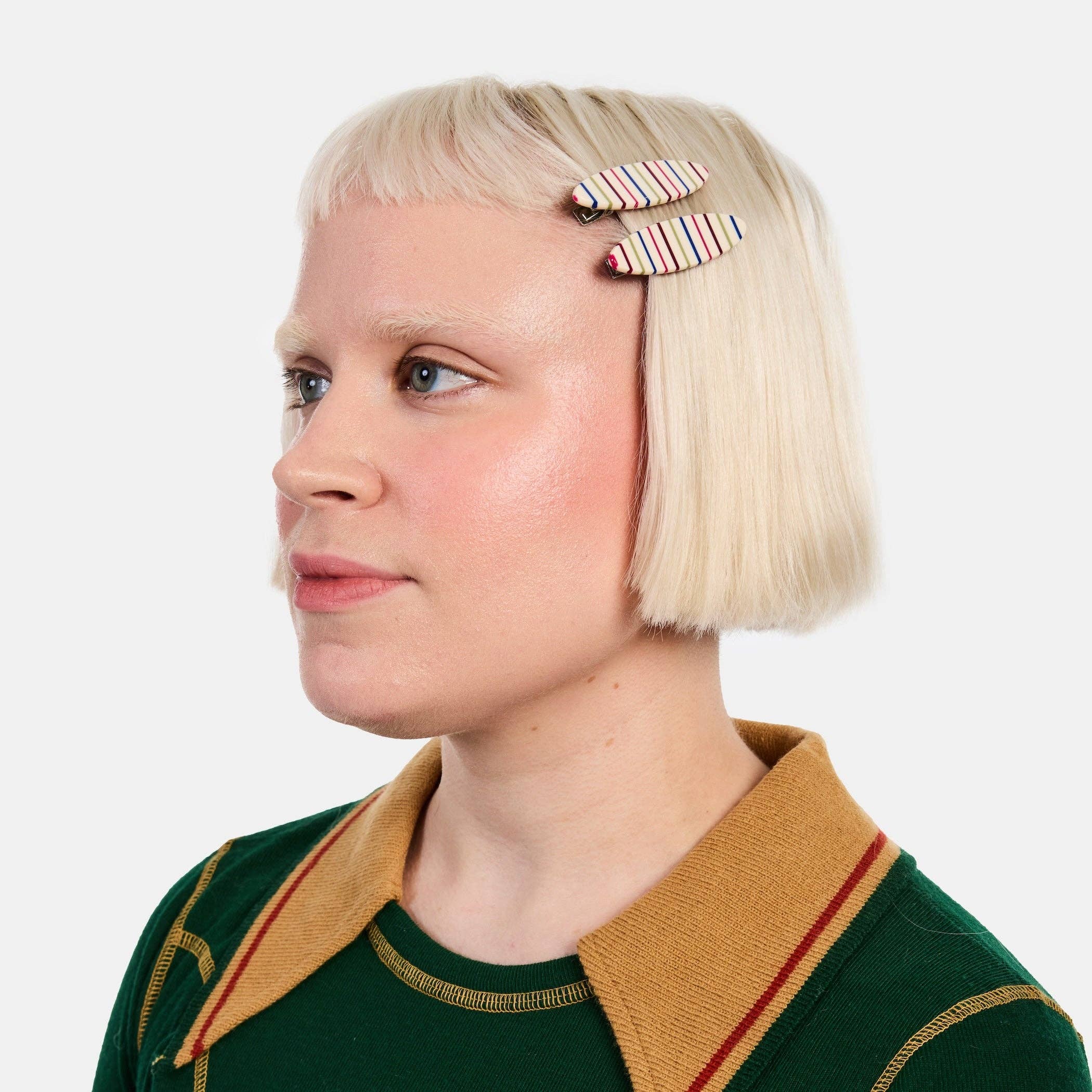 Chunks Hair Claw in Oval Vanilla Stripe