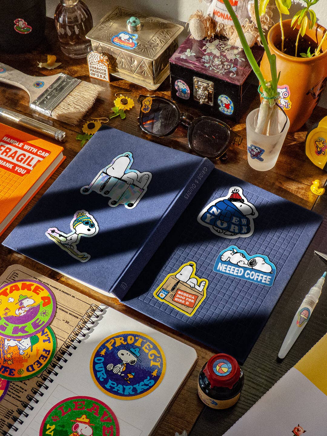 Snoopy Skier Holographic Sticker