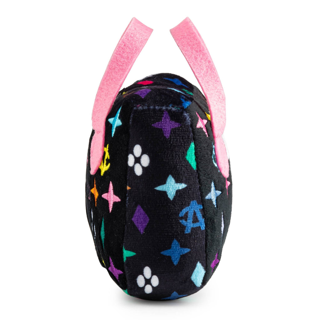 Black Chewy Vuiton Monogram Designer Handbag Squeaker Dog Toy