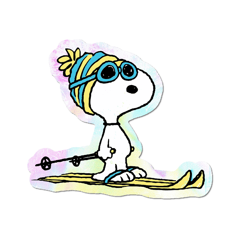 Snoopy Skier Holographic Sticker
