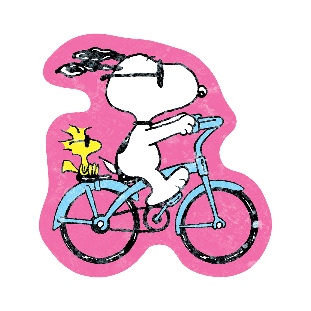 Snoopy Sticker Pink Bicycle Cruising