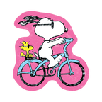Snoopy Sticker Pink Bicycle Cruising