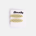 Chunks Oval Hair Clips in Olive Check