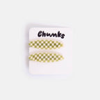 Chunks Oval Hair Clips in Olive Check