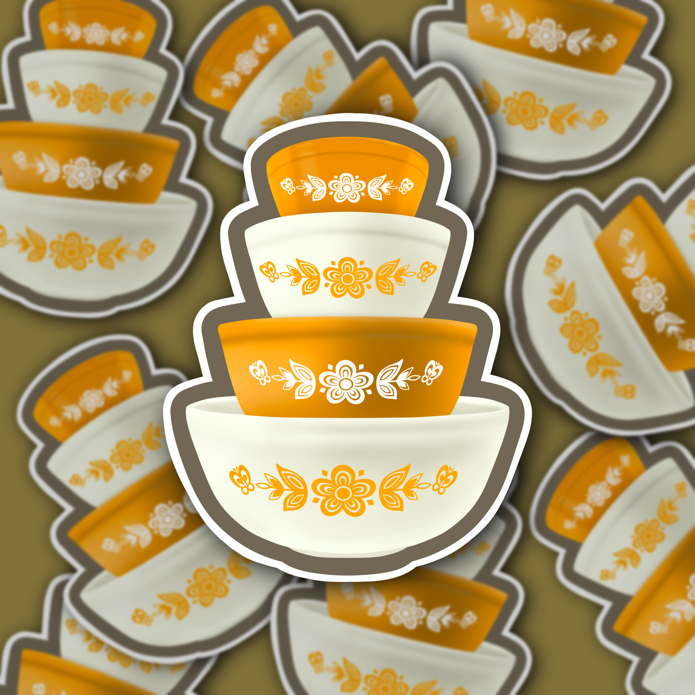Sticker Butterfly Gold Vintage Pyrex