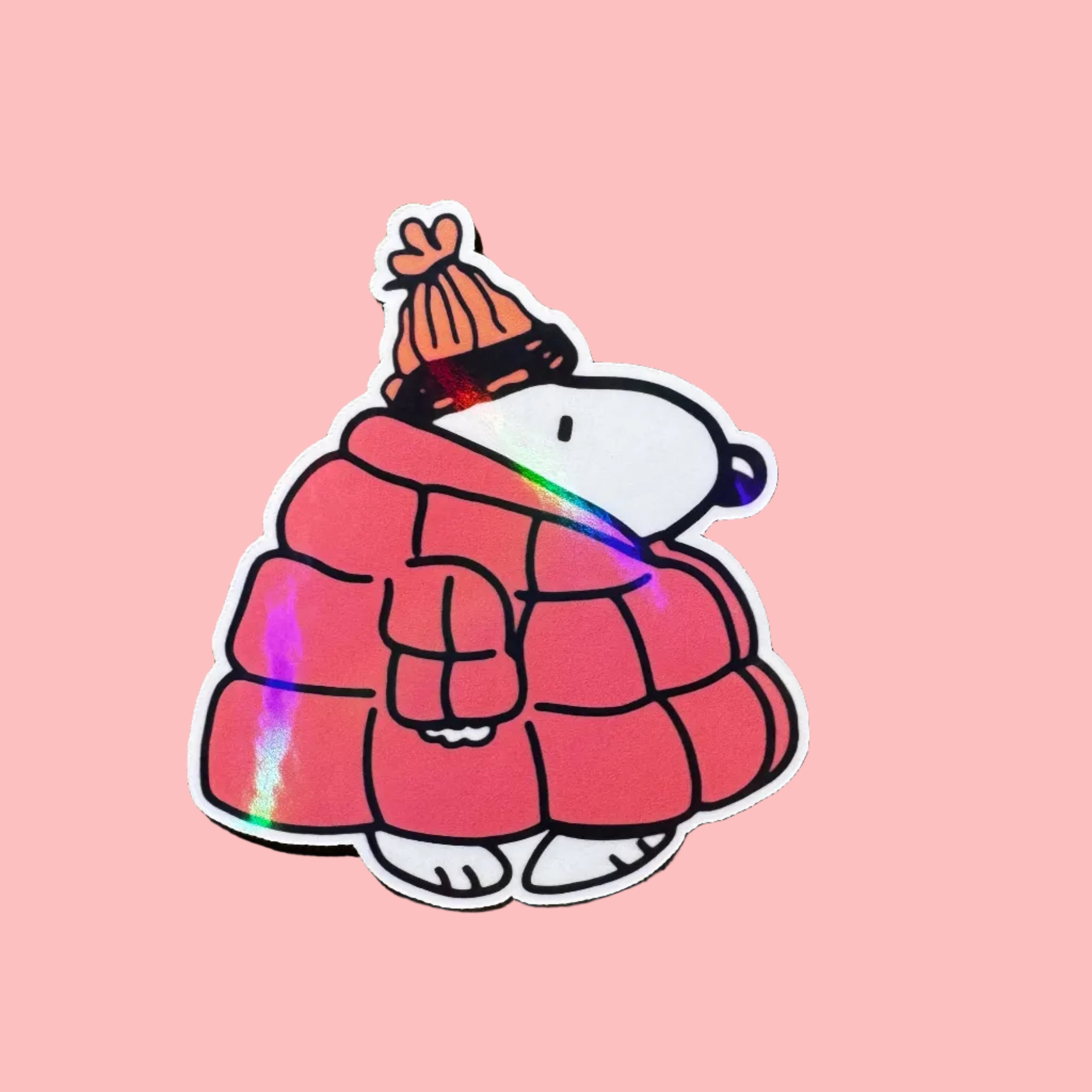 Snoopy Sticker Red Puffer Jacket Sticker