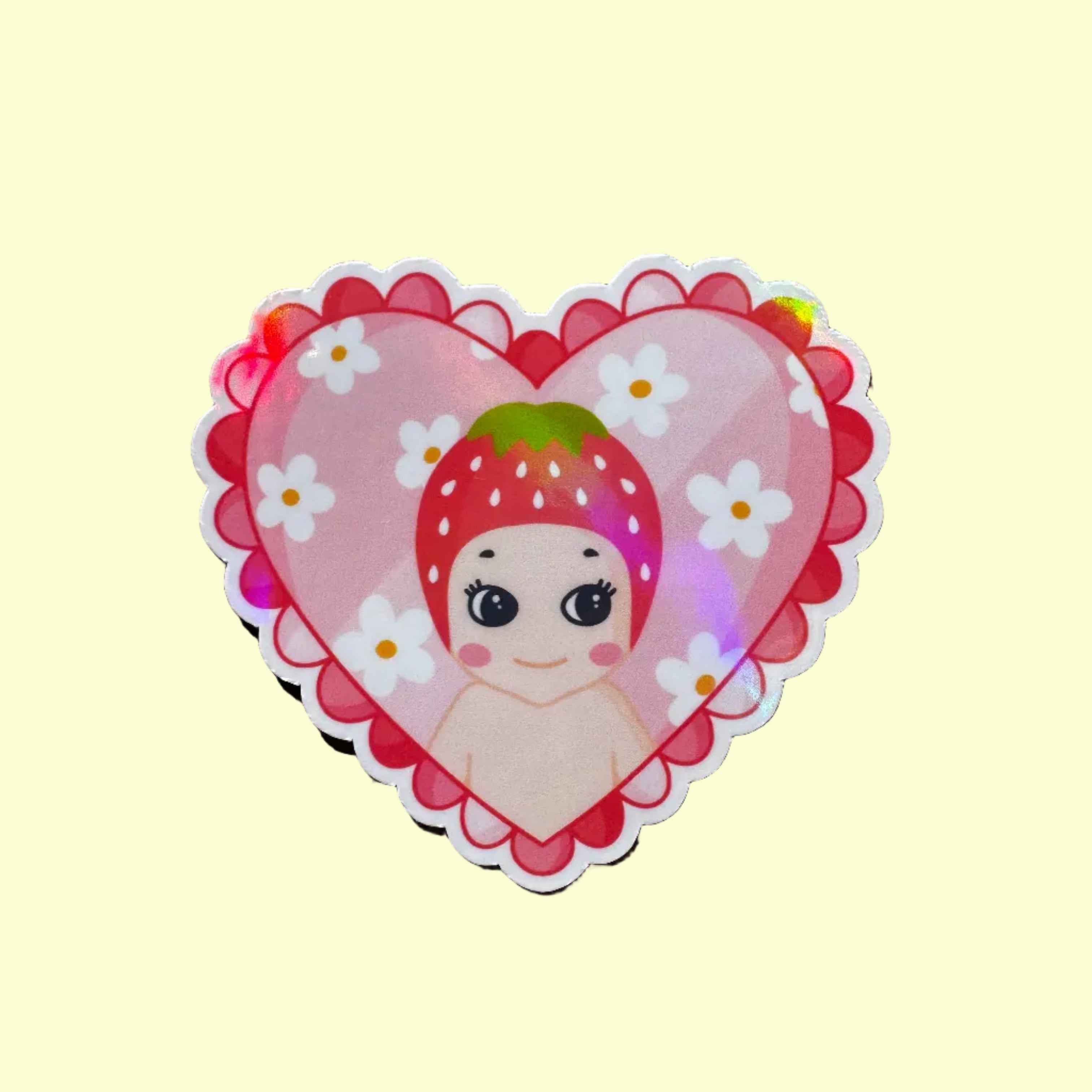 Sonny Angel Sticker Strawberry Heart Holographic Vinyl