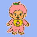 Cartoon character with pink hair and outfit on a black background