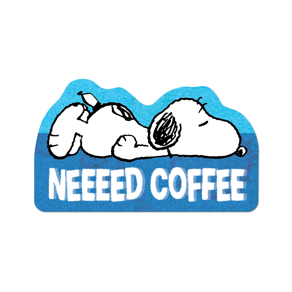 Snoopy Sticker Blue Need Coffee
