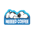 Snoopy Sticker Blue Need Coffee