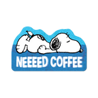 Snoopy Sticker Blue Need Coffee