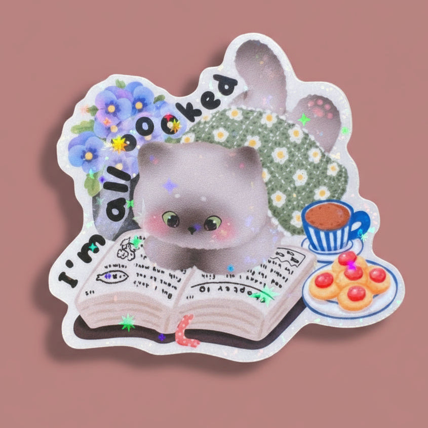 Sticker Bookish Kitty All Booked