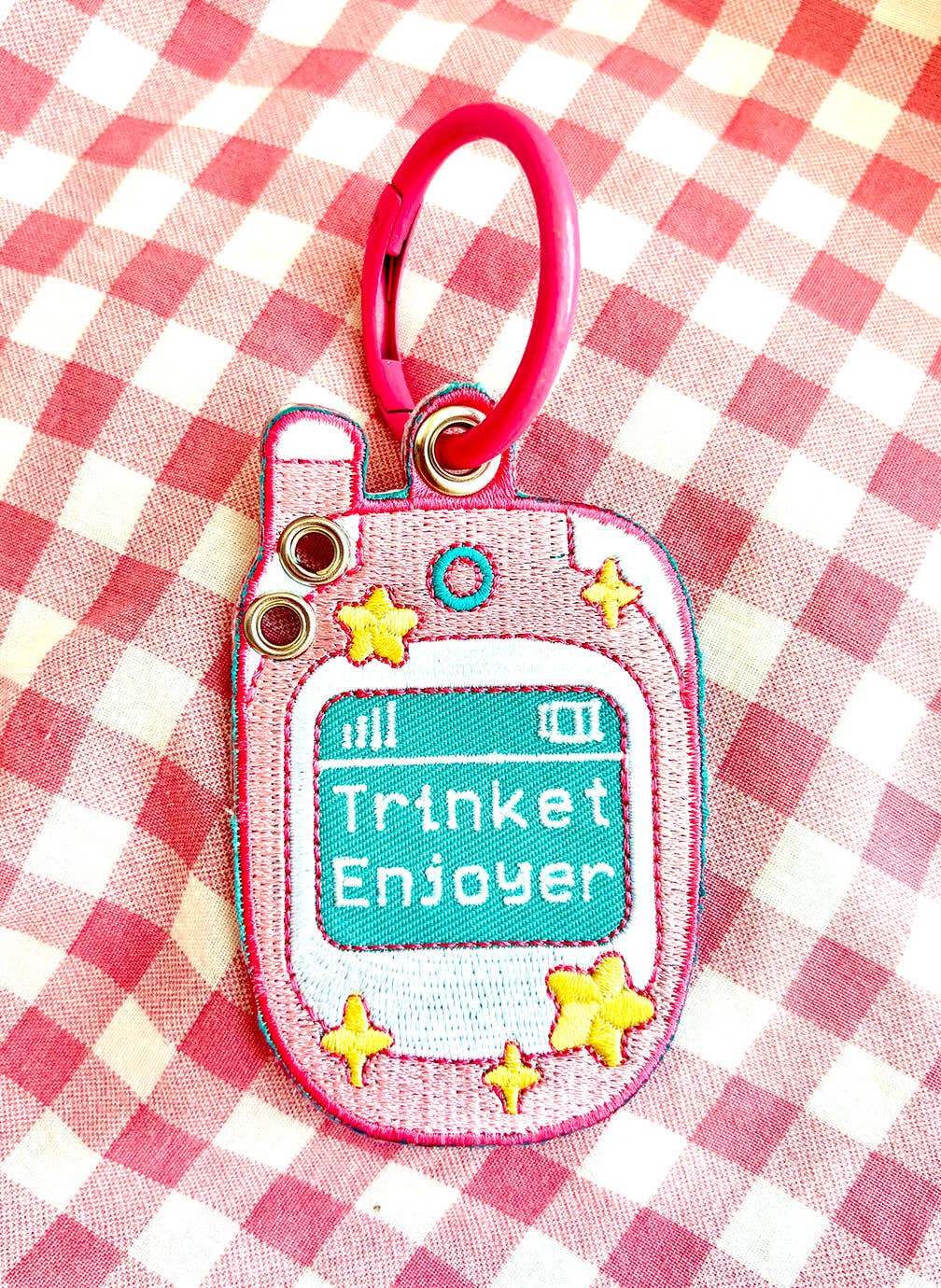 Trinket Holder Keychain Pink Cell Phone