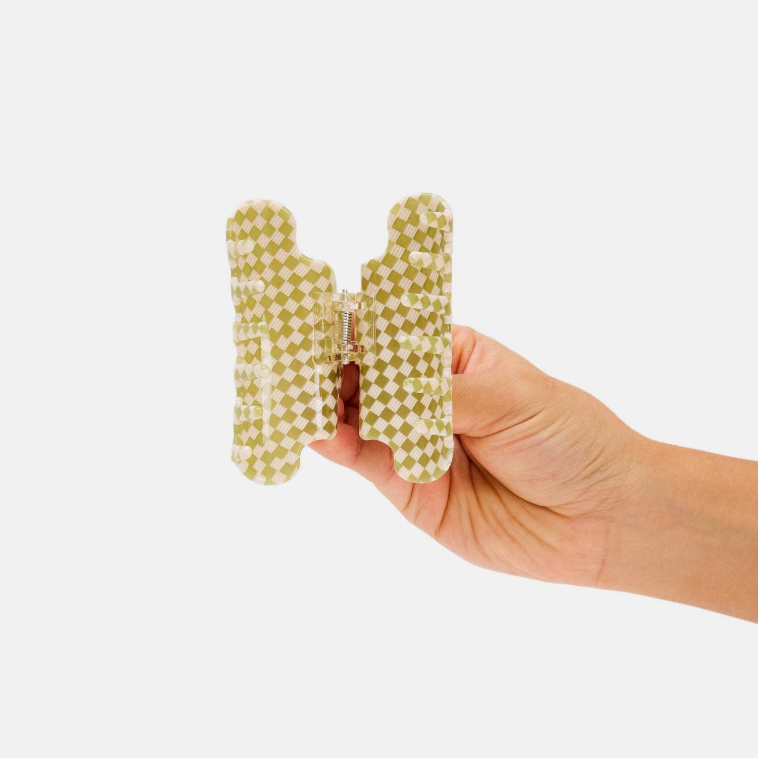 Chunks Hair Claw in Olive Check