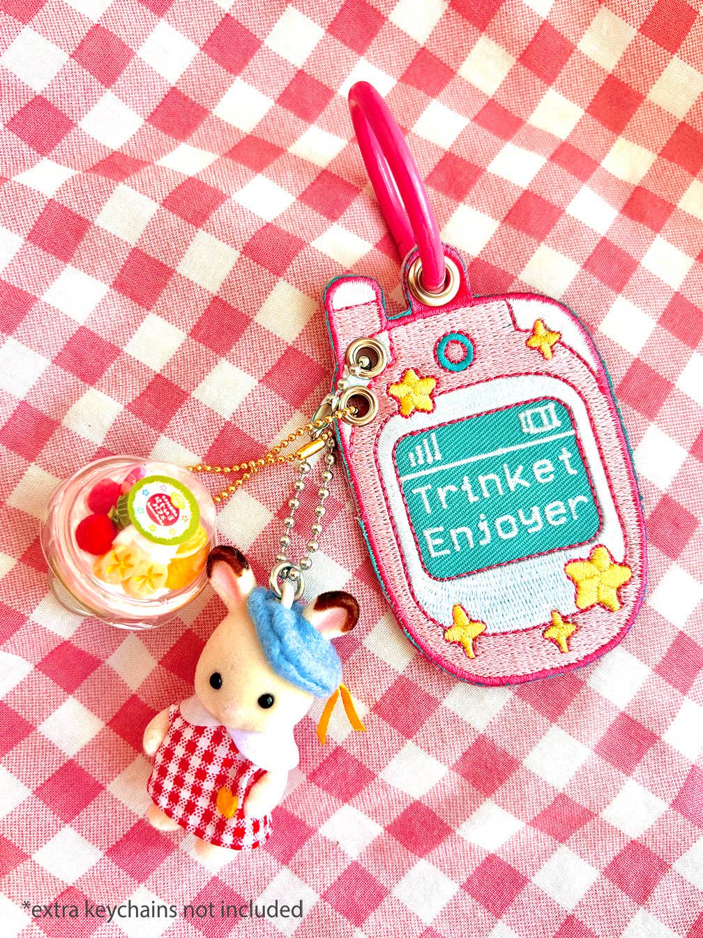 Trinket Holder Keychain Pink Cell Phone