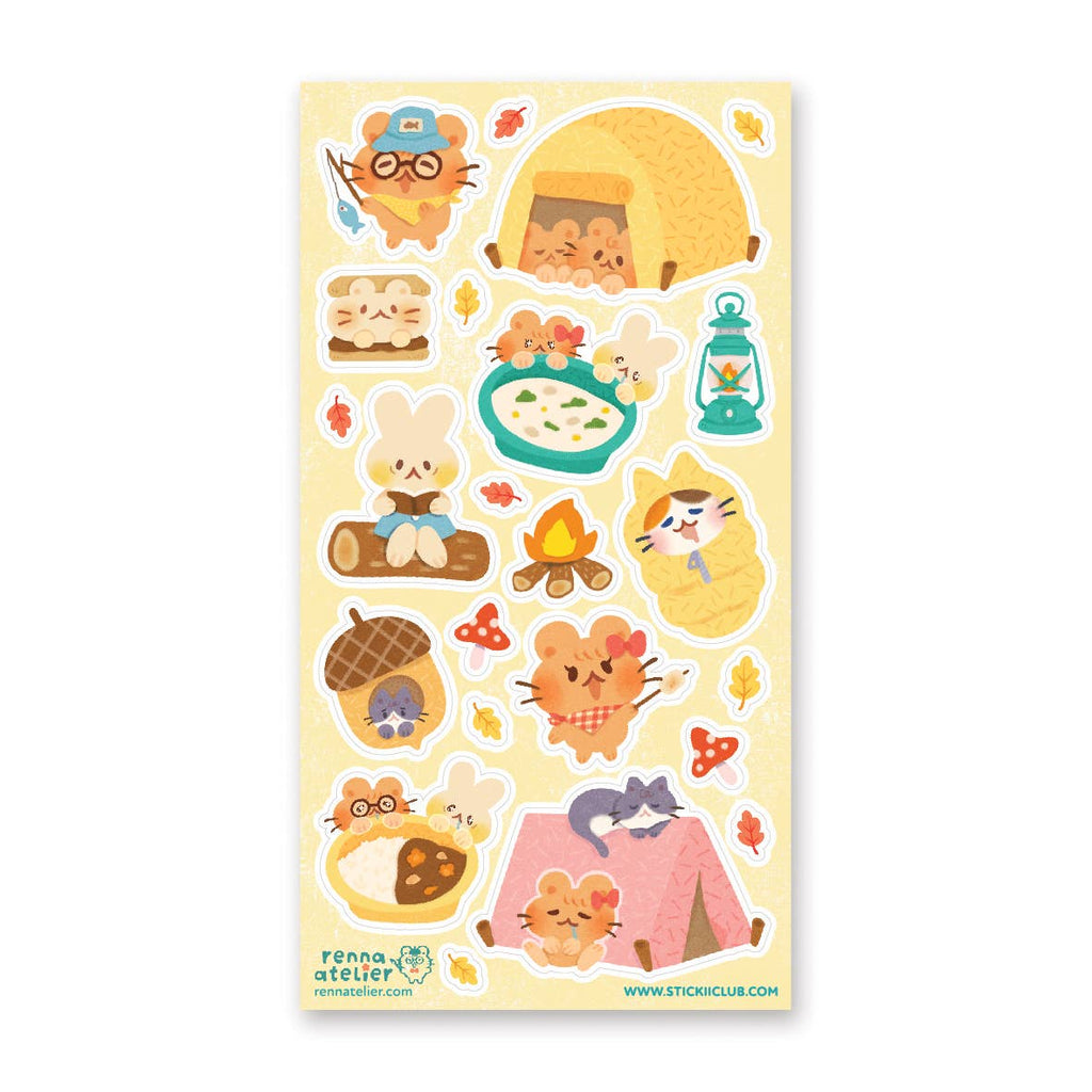 Sticker Sheet Kawaii Animals Camping