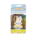 Sylvanian Families Chocolate Rabbit Girl in Sylvanian Park Original Dress, front view of figure in exclusive park outfit.