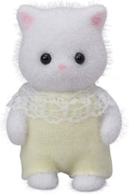 Sylvanian Families Persian Cat Baby, detail showing soft flocking and accessory 