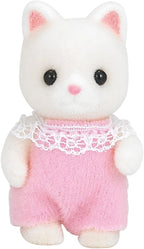 Sylvanian Families Silk Cat Baby, close detail of figure showing accessories and flocked finish